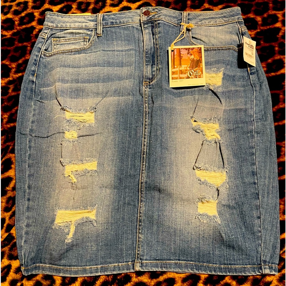 Distressed Denim Skirt. New. Never worn.